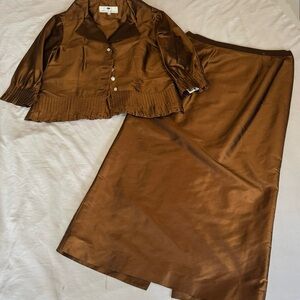 Elegant caramel colored skirt with top.